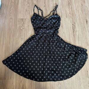 Black Halter Dress with White Pattern